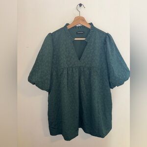 Lovely Forest Green Blouse with Puff Sleeves